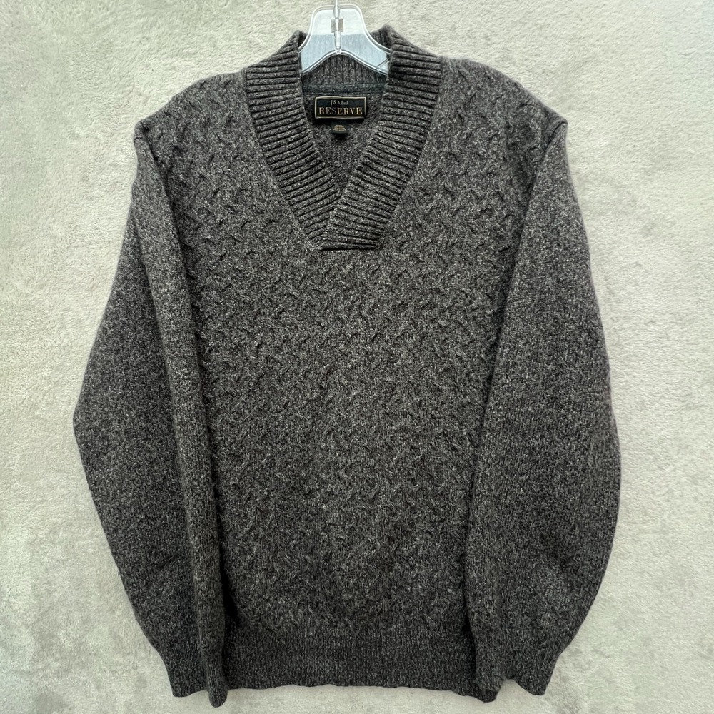 J.S. A.‎ Bank Reserve Textured V Neck Wool Blend Sweater Preppy Classic Business